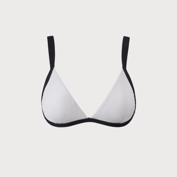 BERLOOK White Contrast Trim Triangle Bikini Top AND BOTTOM 55 - Picture 7 of 13